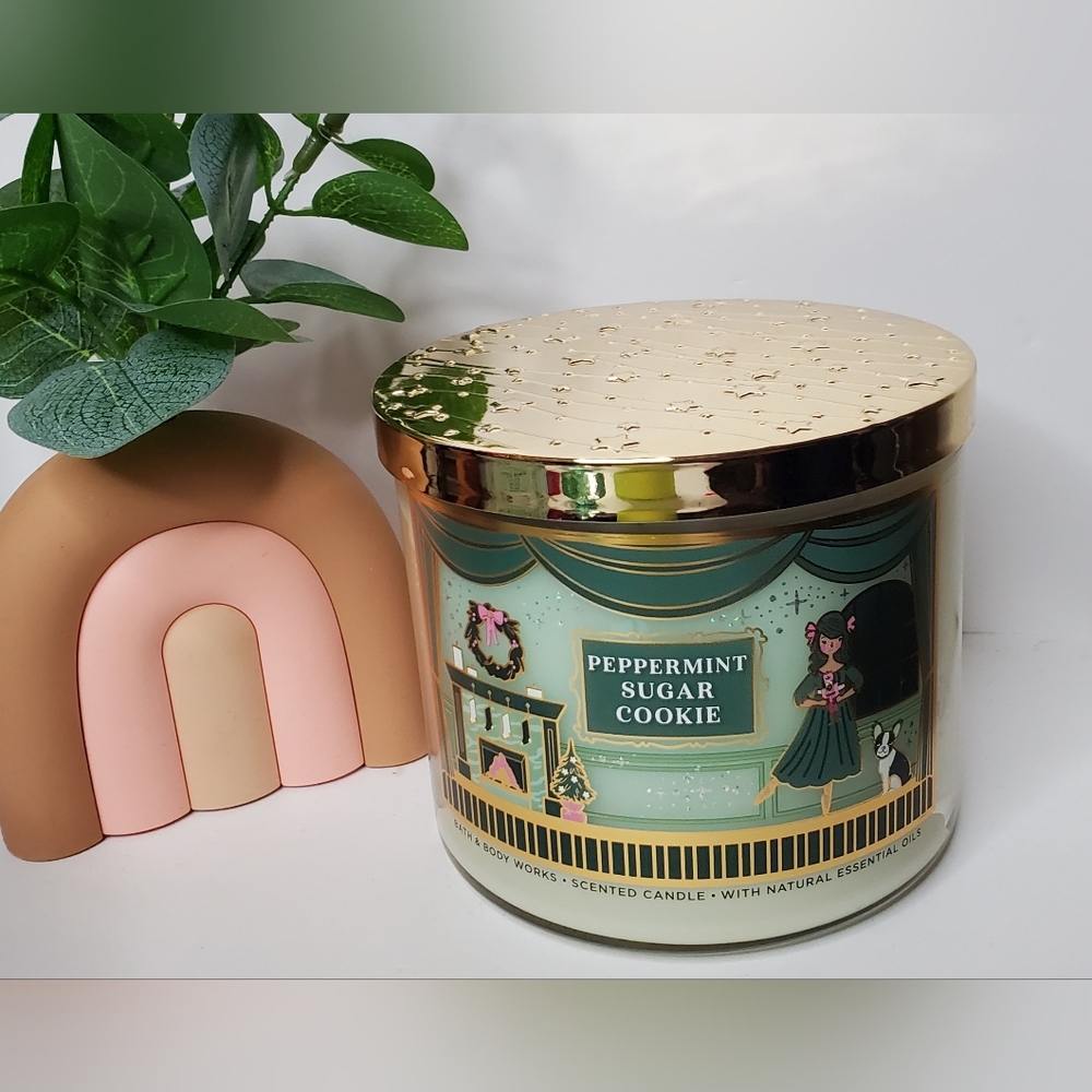 Bath And Body Works Peppermint Sugar Cookie 3 WICK Candle NEW